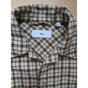 Aritzia Tna Plaid Oversized Button Up Beige  Plaid Long‎ Sleeve Shacket